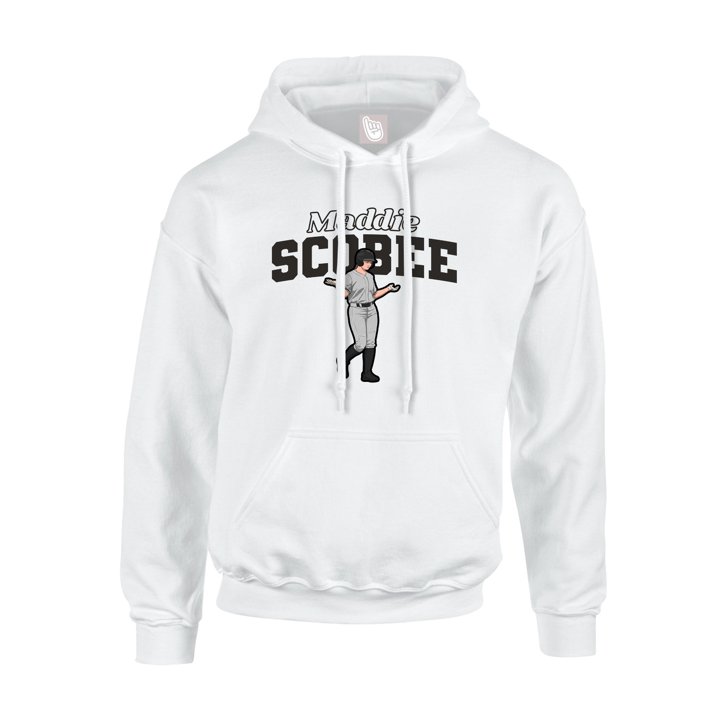 Youth Hoodie — Name Arch in White