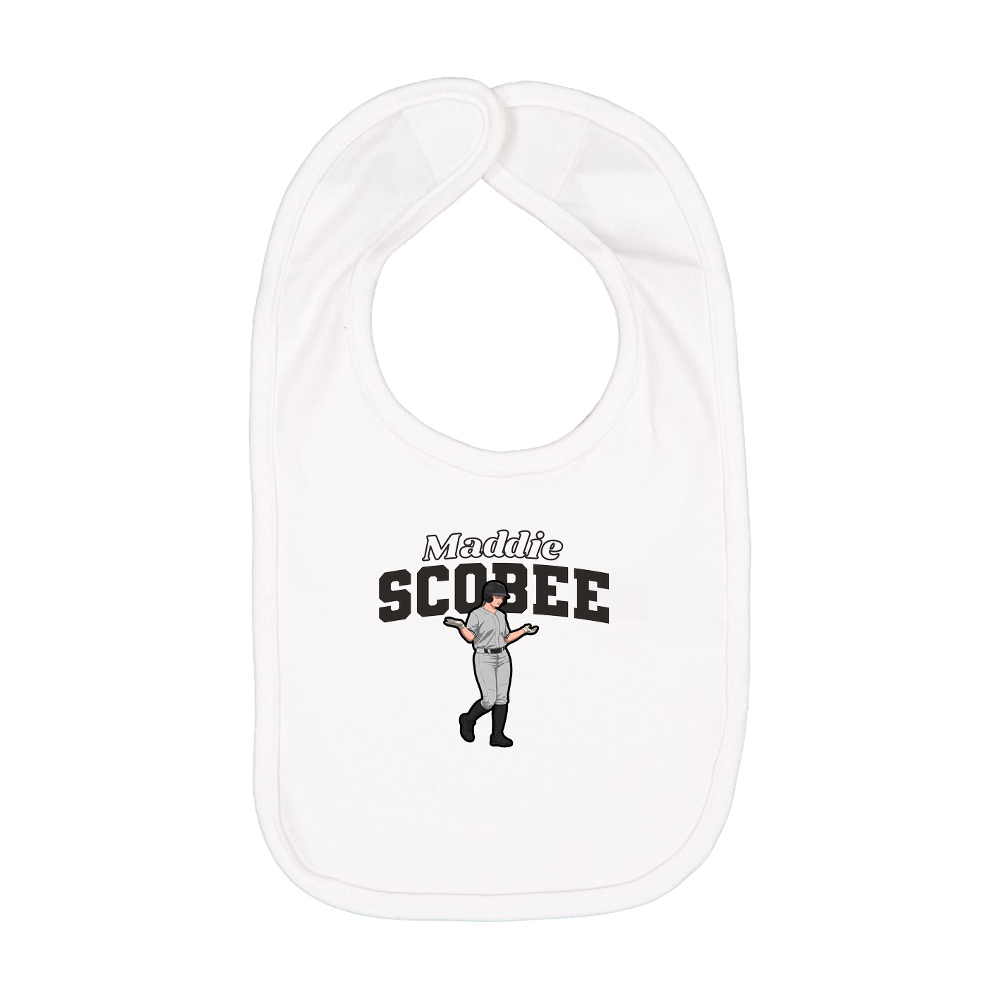 Infant Bib — Name Arch in White