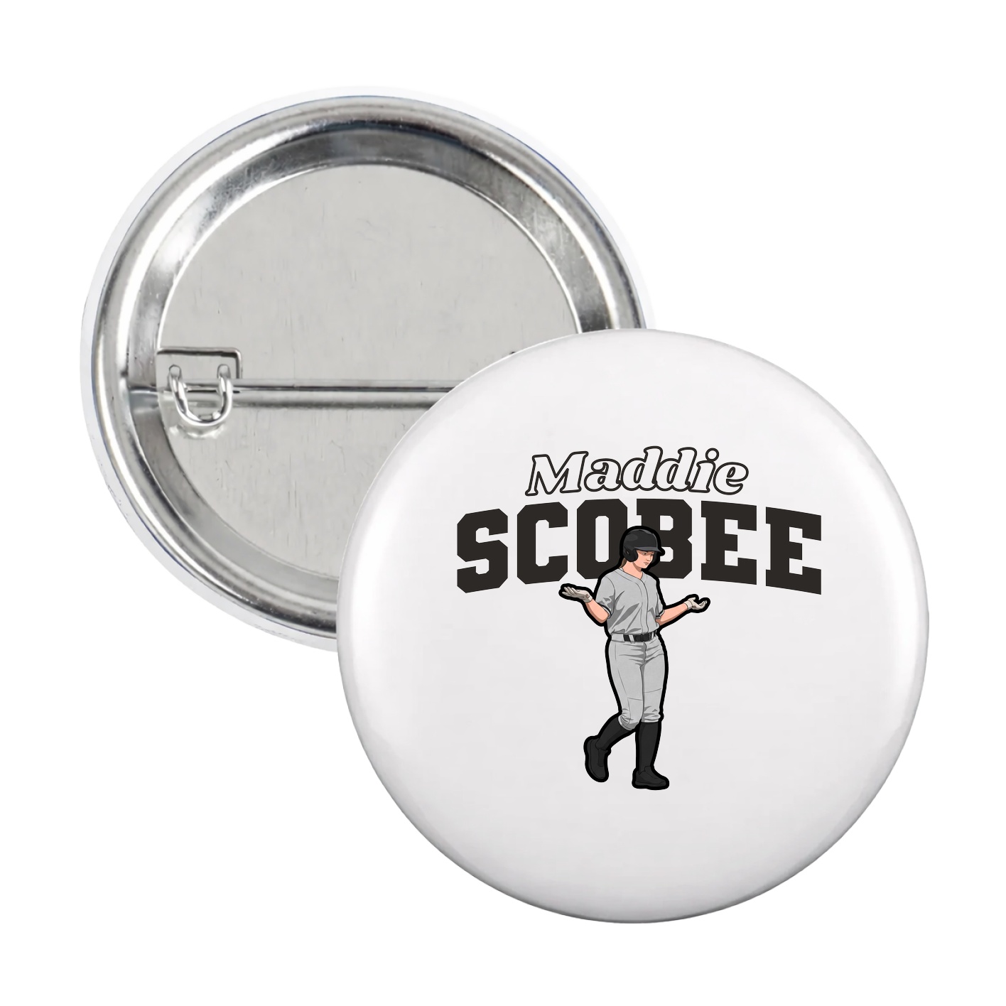 Game Day Button — Name Arch in White