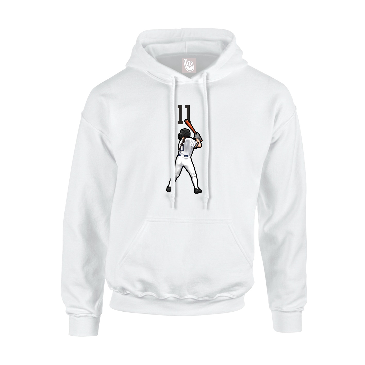 Youth Hoodie — Number Top in White