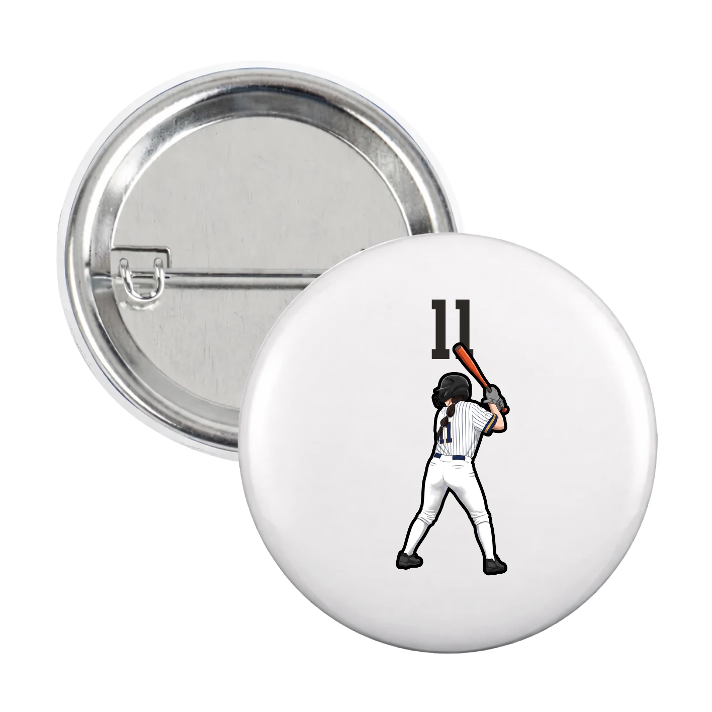 Game Day Button — Number Top in White