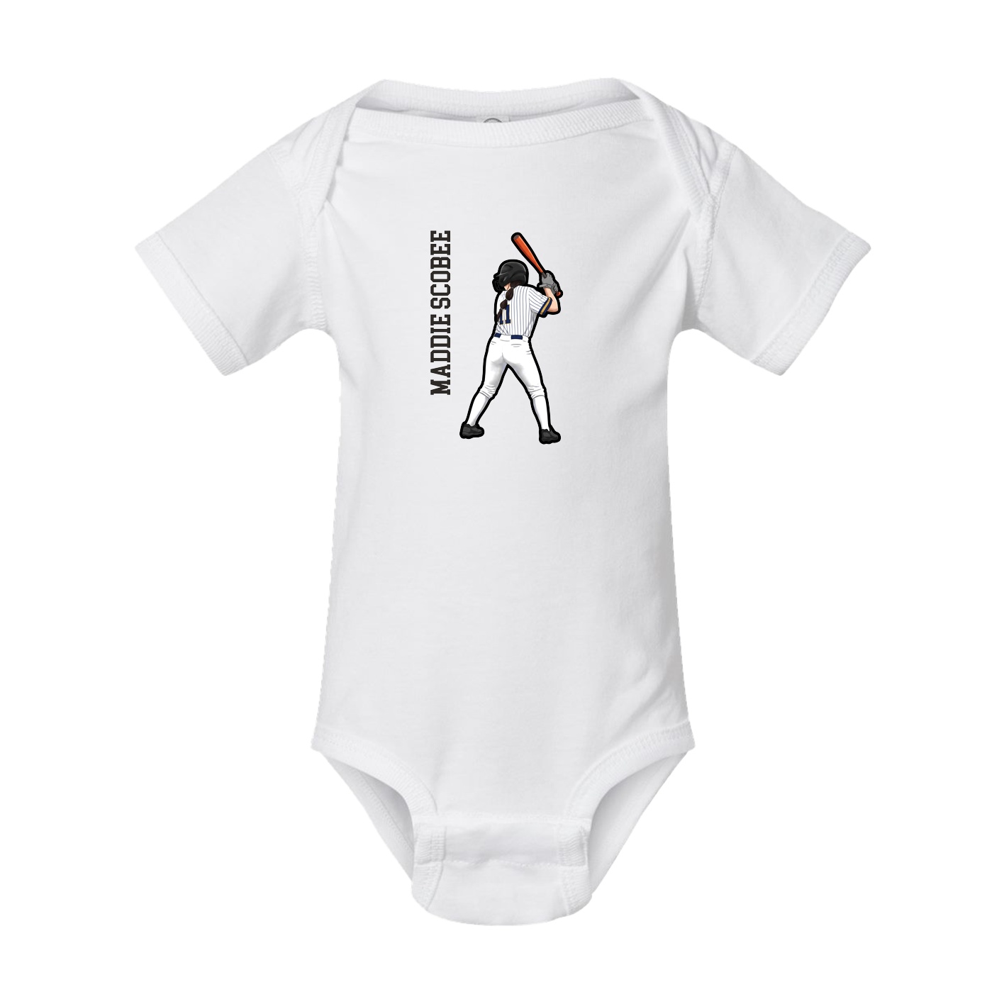 Baby Onesie — Name Vertical in White