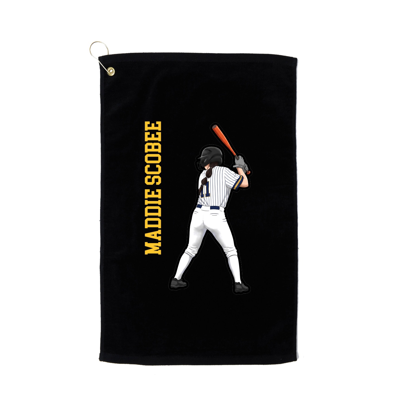Golf Towel — Name Vertical in Black
