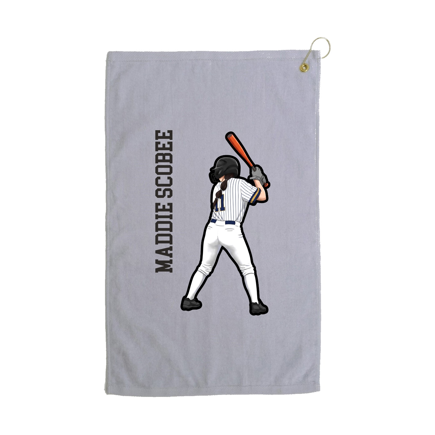 Golf Towel — Name Vertical in Grey