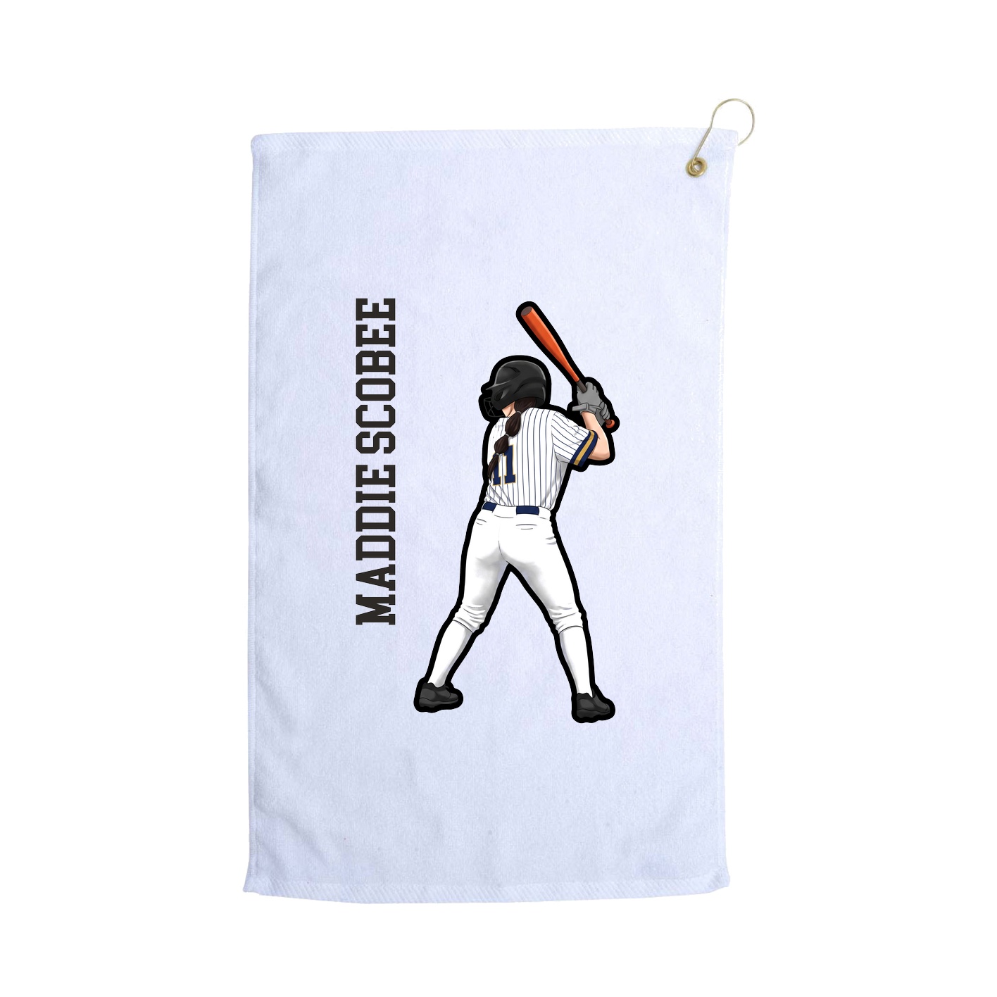 Golf Towel — Name Vertical in White