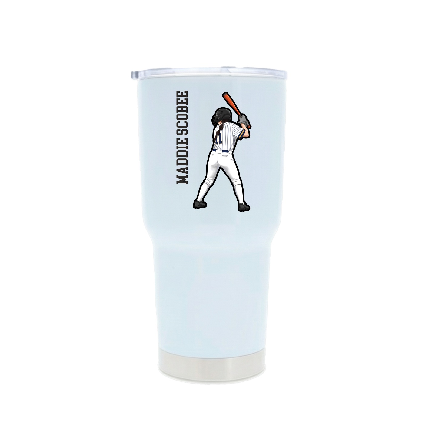 30oz Stainless Steel Tumbler — Name Vertical in White