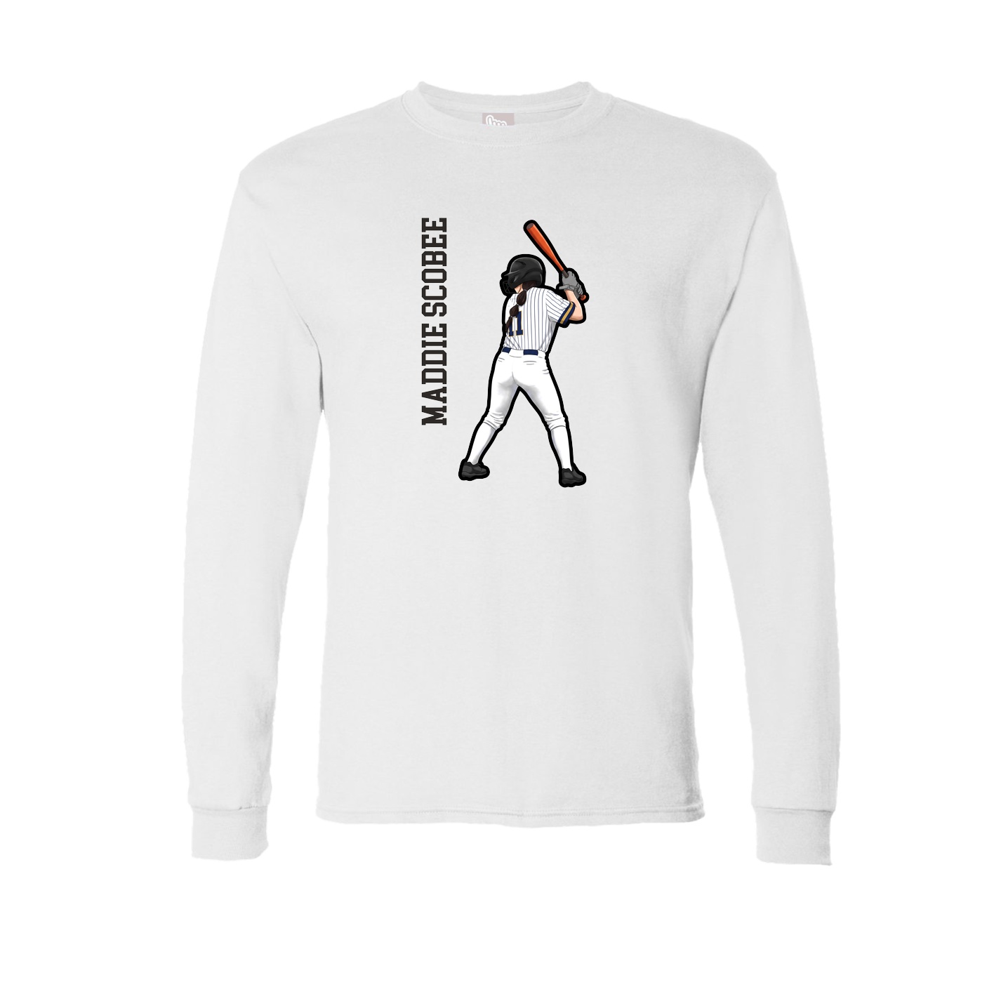 Long Sleeve Tee — Name Vertical in White