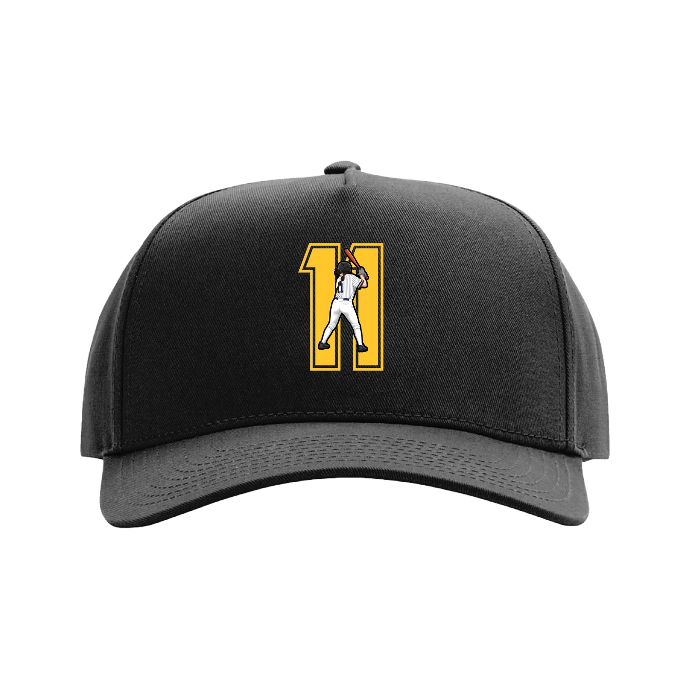 Full Fabric Five-Panel Champ Cap — Number in Black