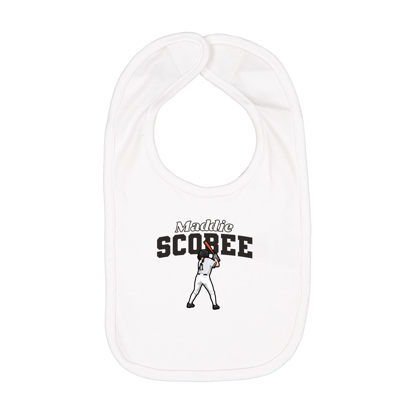 Infant Bib — Name Arch in White