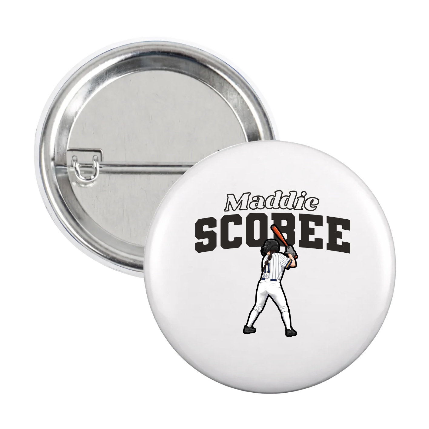 Game Day Button — Name Arch in White