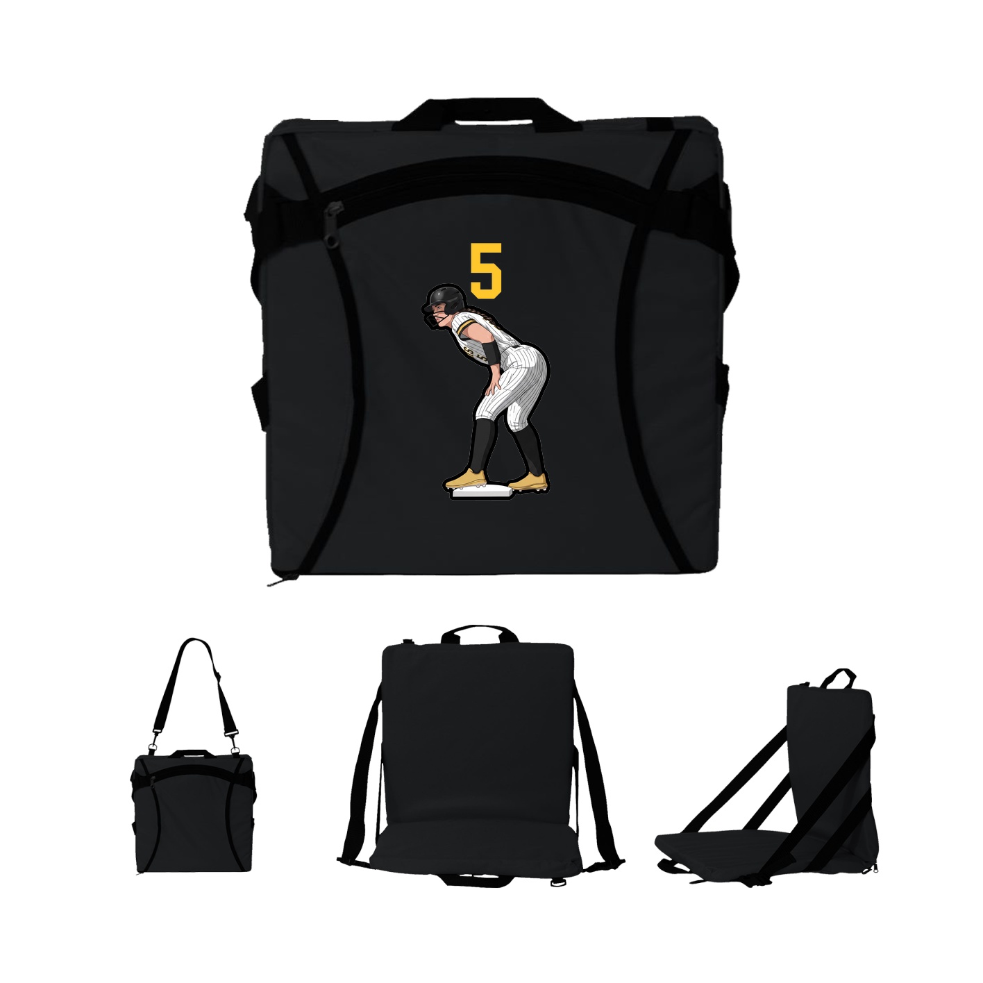 Folding Stadium Seat — Number Top in Black