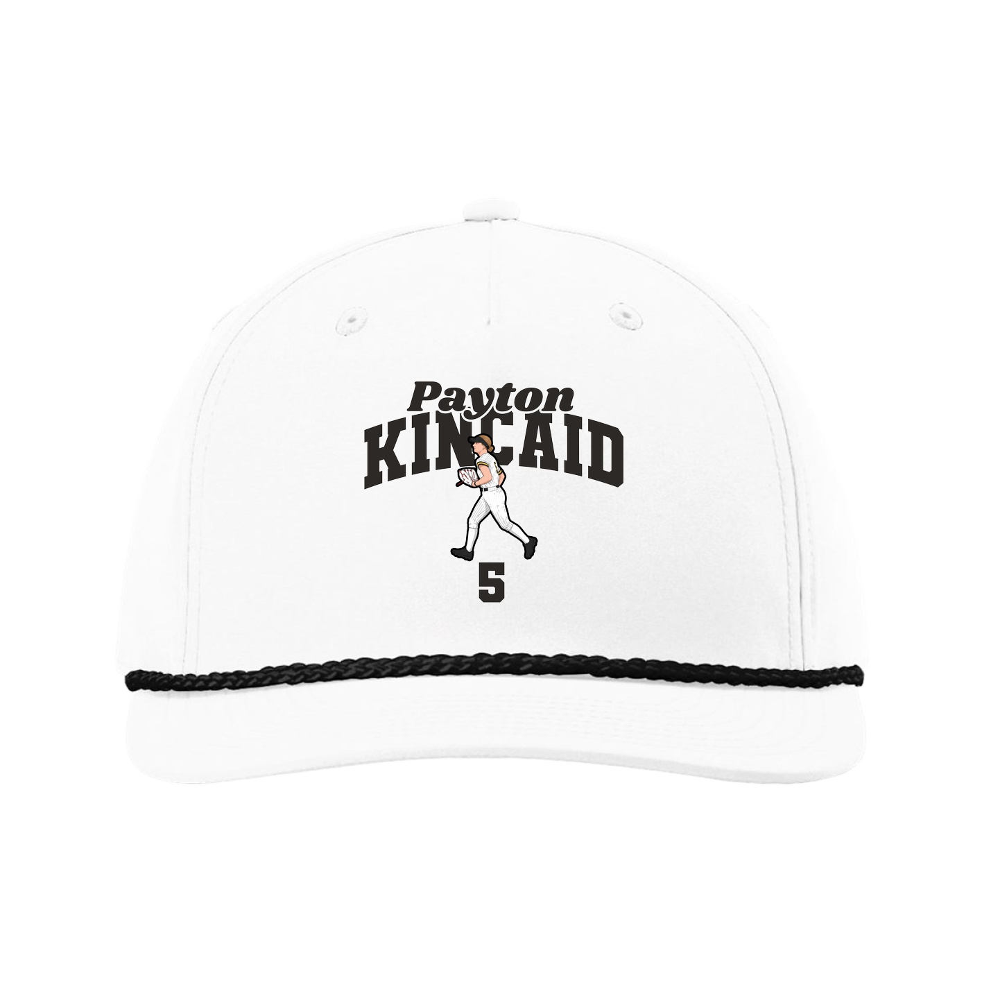 Five-Panel Classic Rope Cap — Signature Arch in White