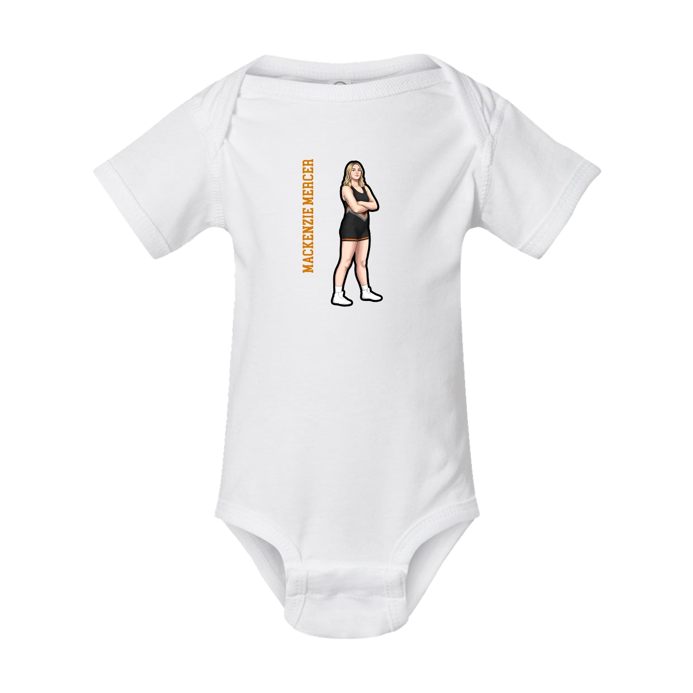 Baby Onesie — Name Vertical in White