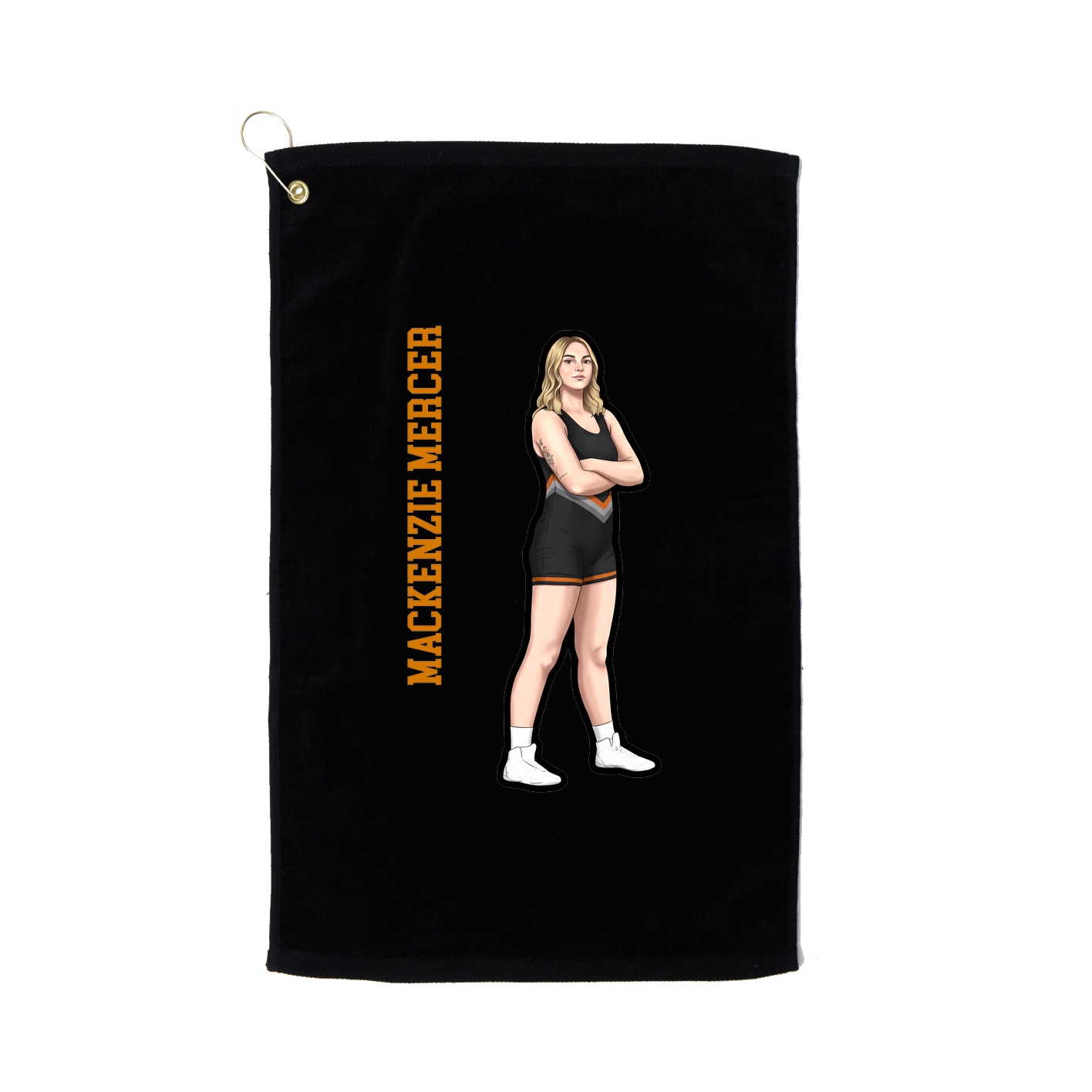 Golf Towel — Name Vertical in Black