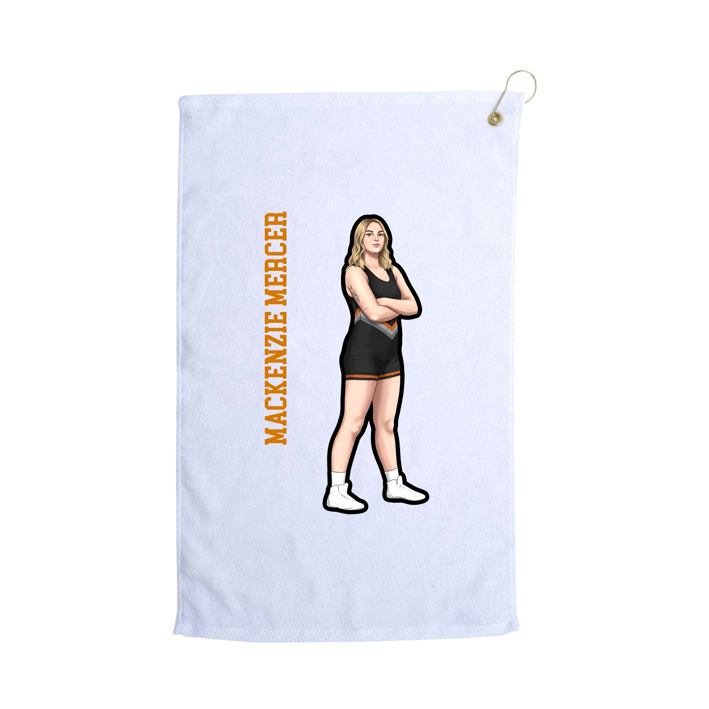 Golf Towel — Name Vertical in White