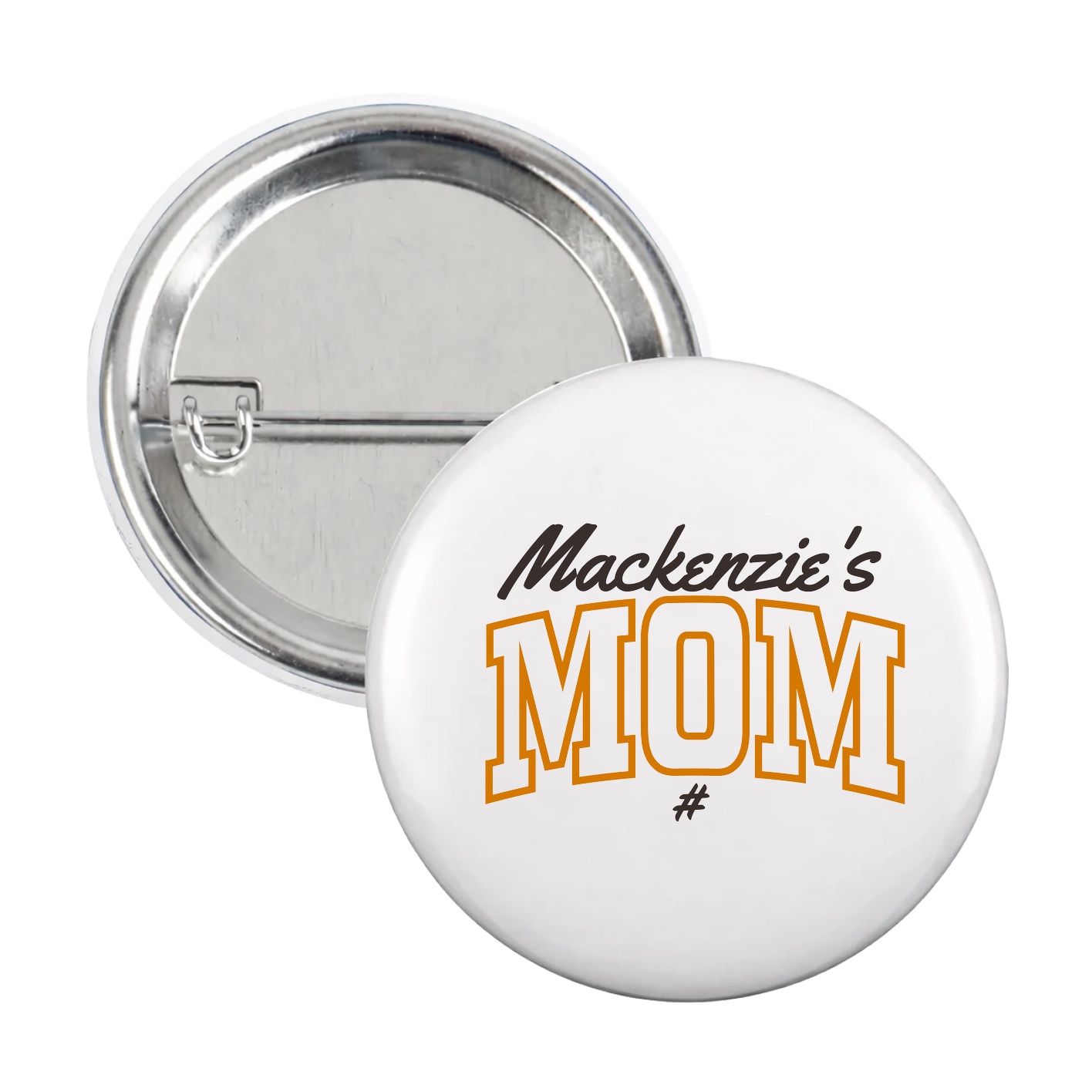 Game Day Button — Mothers Day Arch Script in White