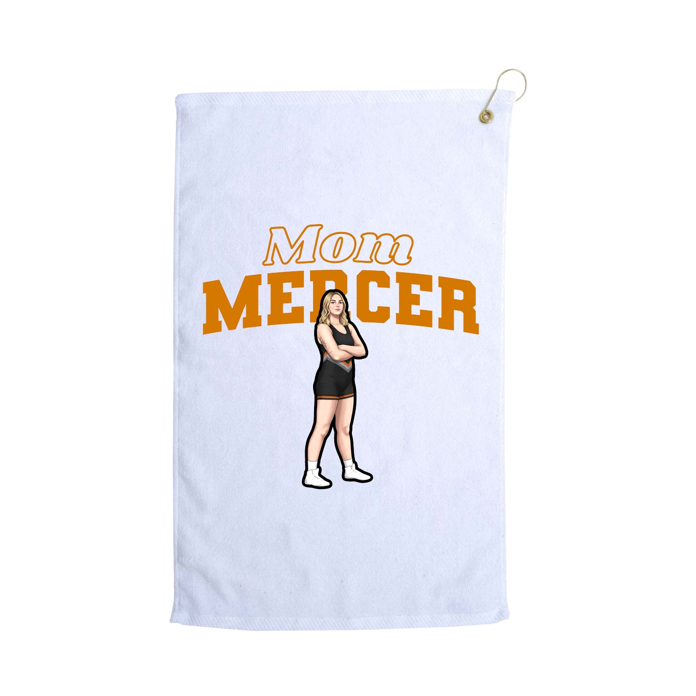 Golf Towel — Mothers Day Block in White