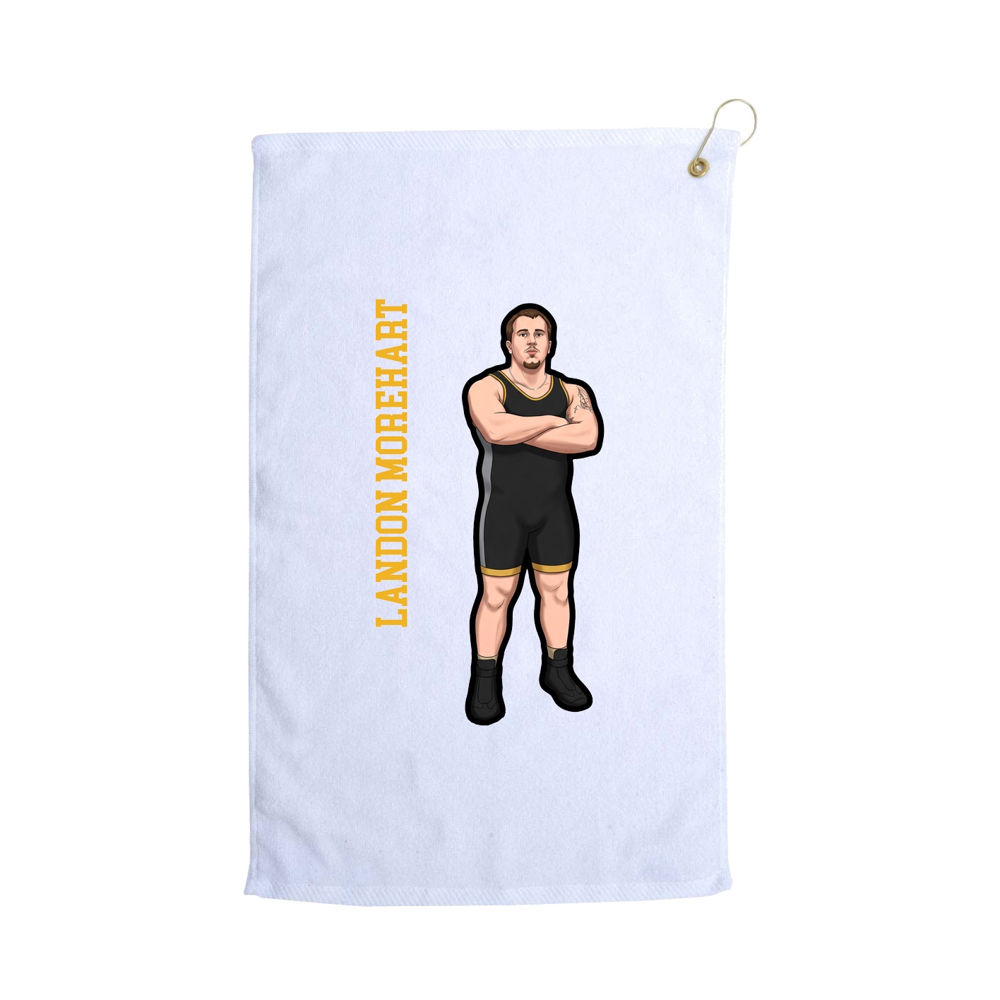 Golf Towel — Name Vertical in White
