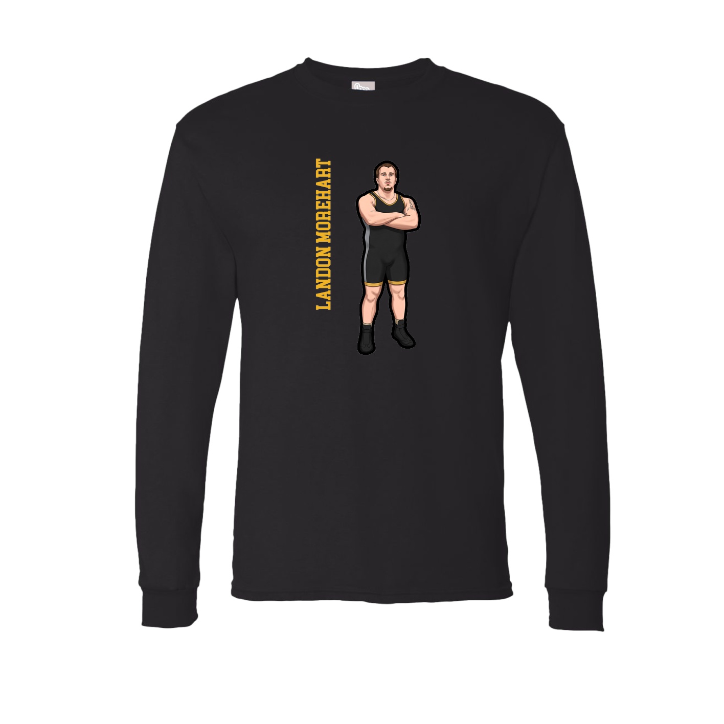 Long Sleeve Tee — Name Vertical in Black