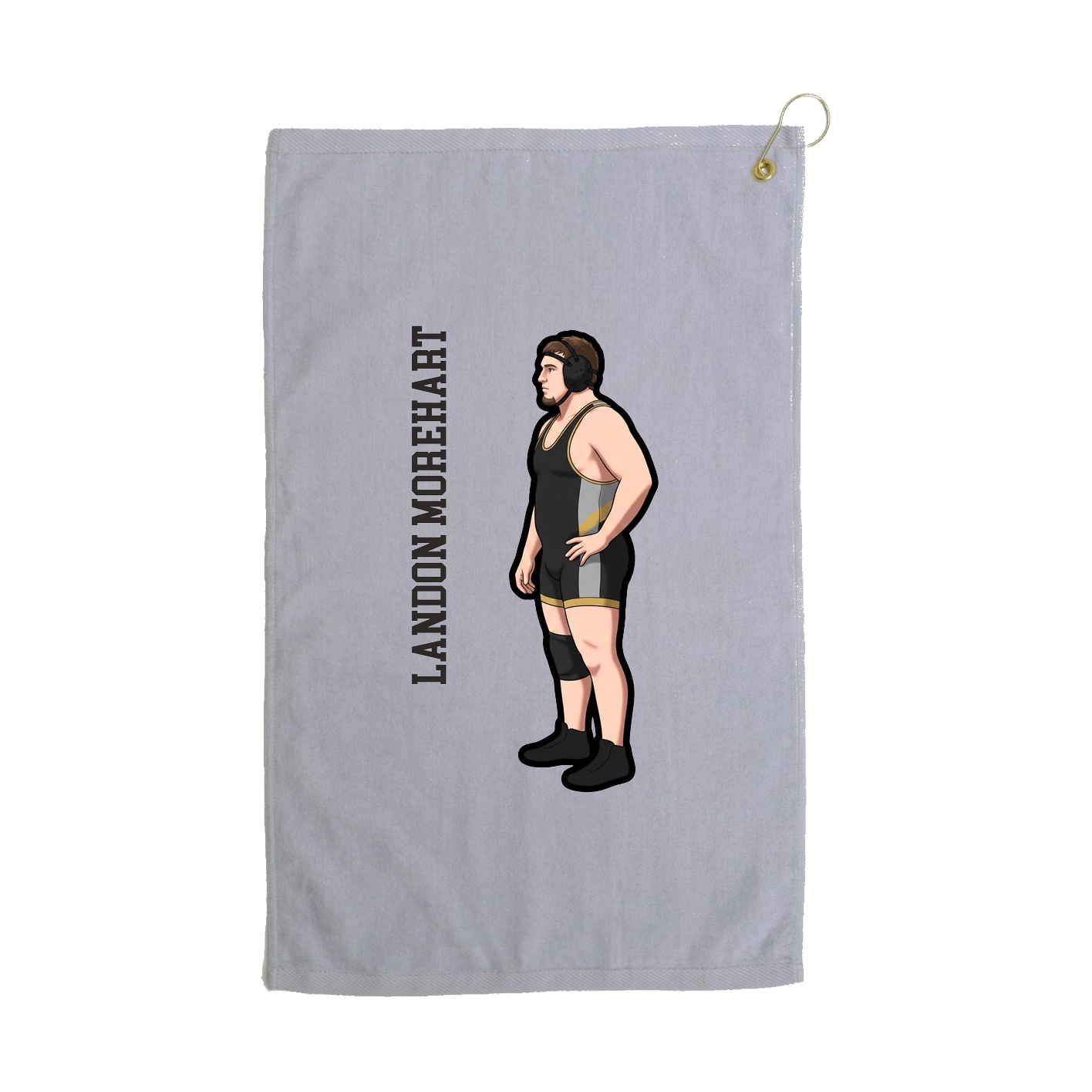Golf Towel — Name Vertical in Grey