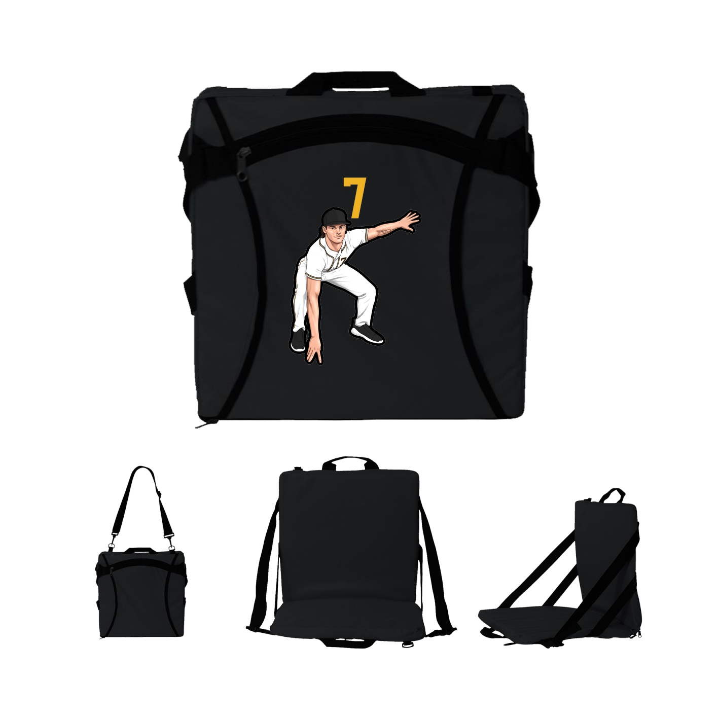 Folding Stadium Seat — Number Top in Black