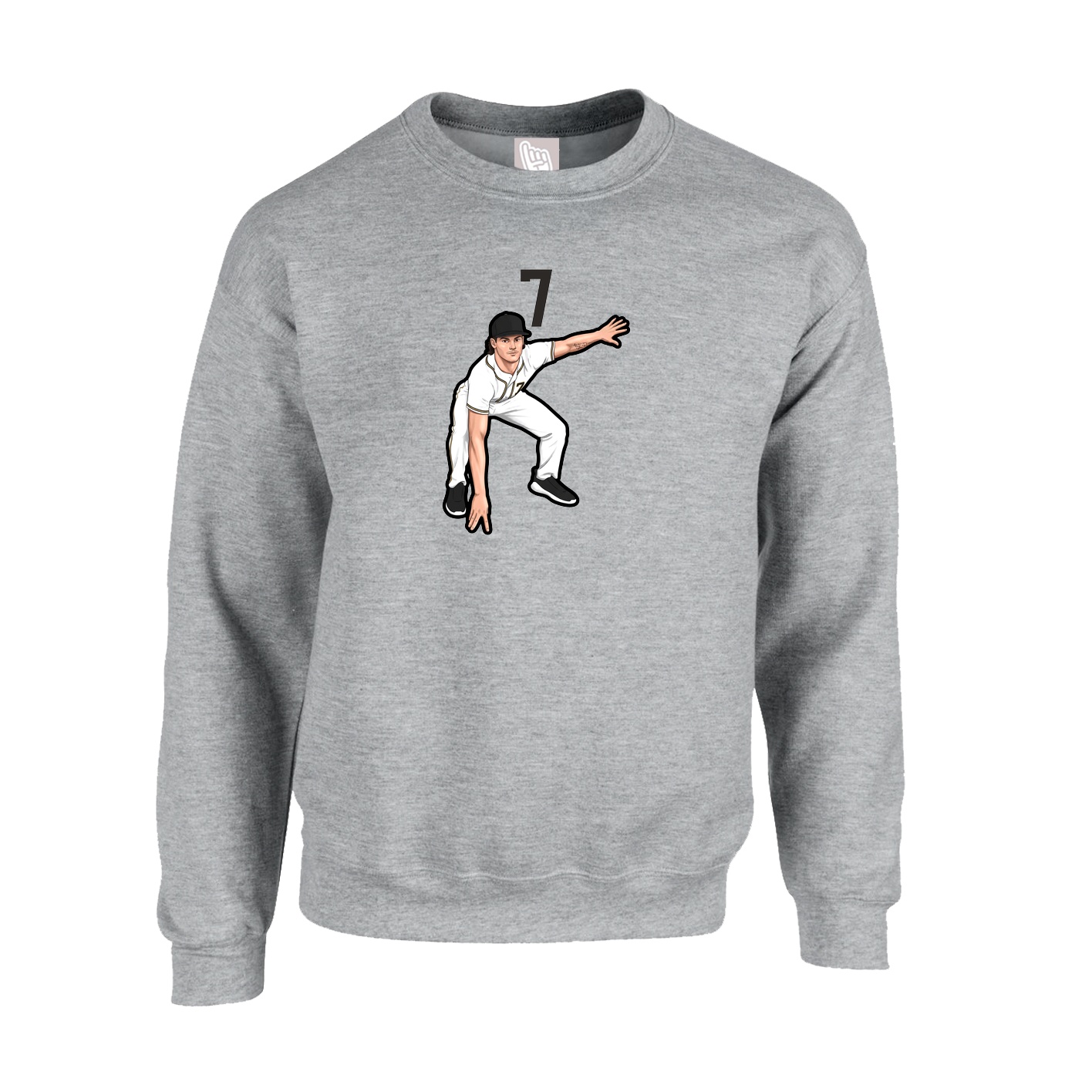 Fleece Crew — Number Top in Grey