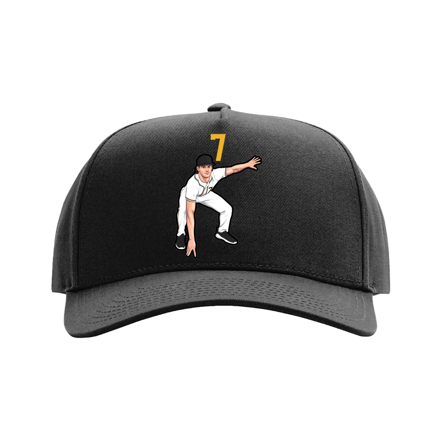 Full Fabric Five-Panel Champ Cap — Number Top in Black