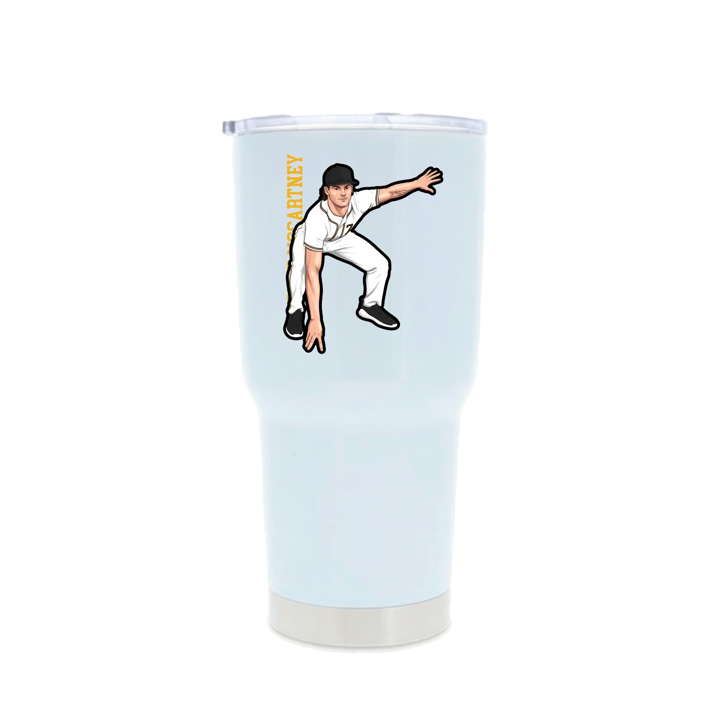 30oz Stainless Steel Tumbler — Name Vertical in White