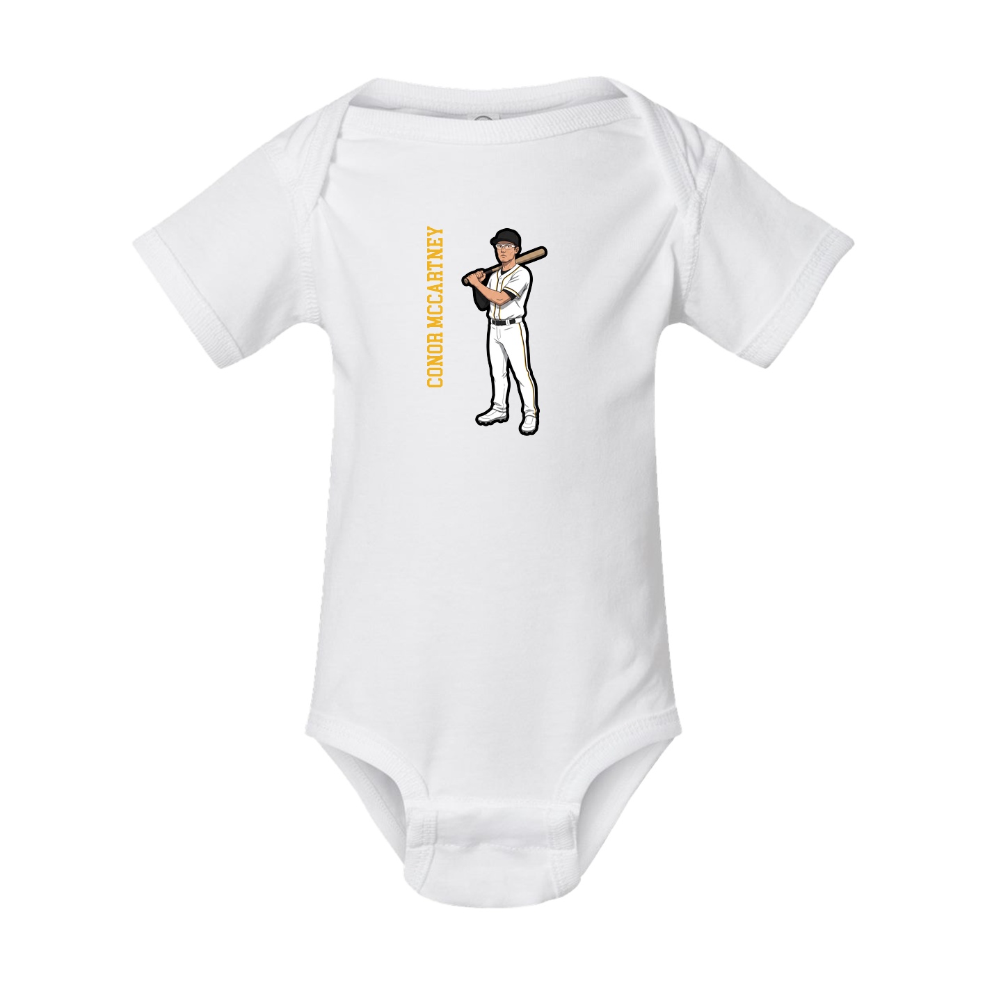 Baby Onesie — Name Vertical in White