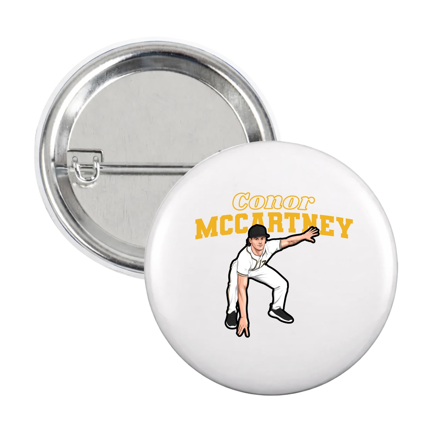 Game Day Button — Name Arch in White