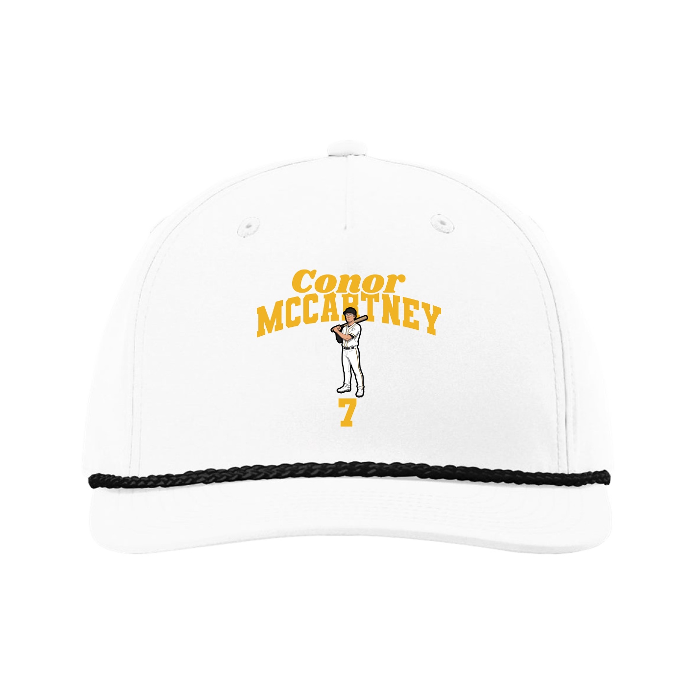 Five-Panel Classic Rope Cap — Signature Arch in White
