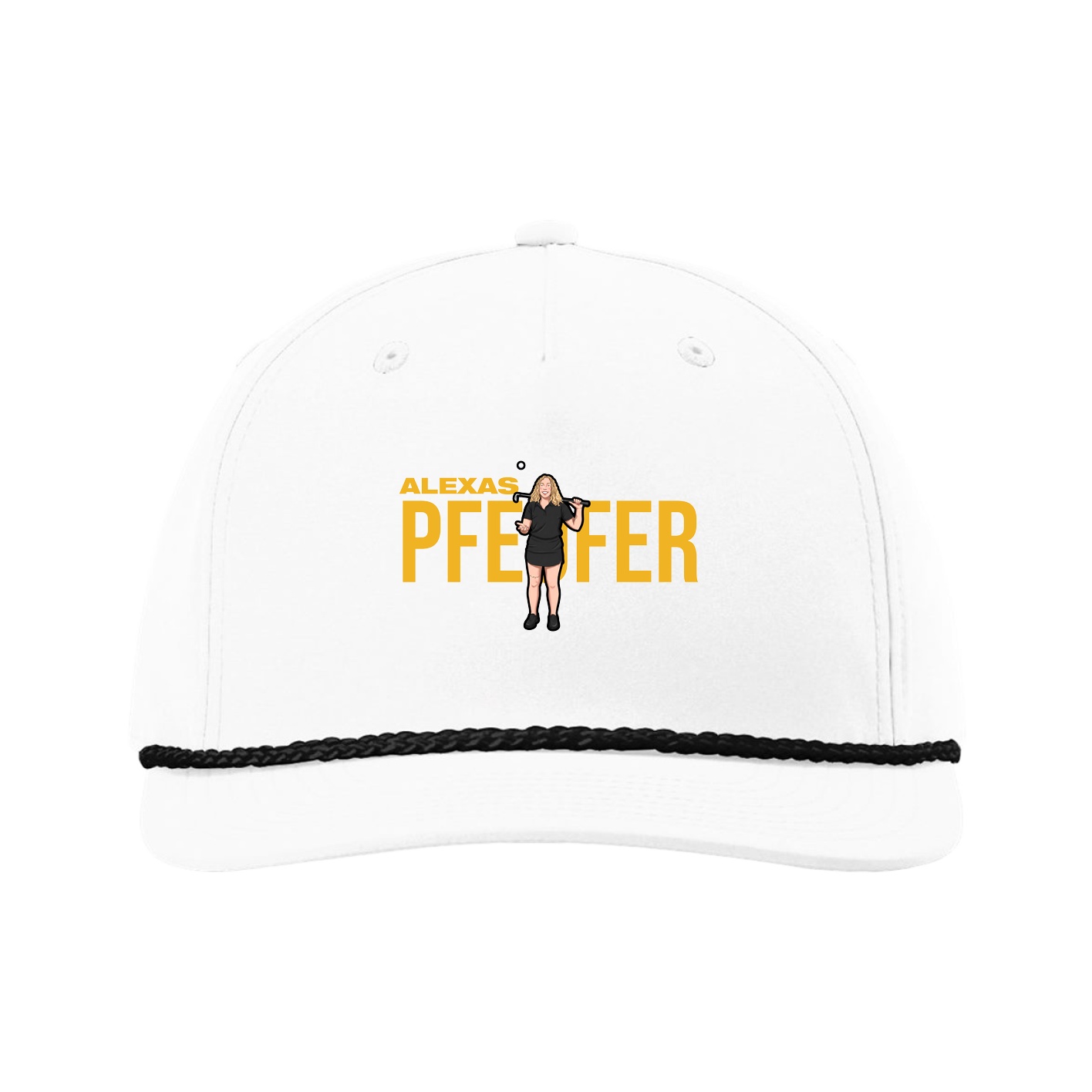 Five-Panel Classic Rope Cap — Player Name in White