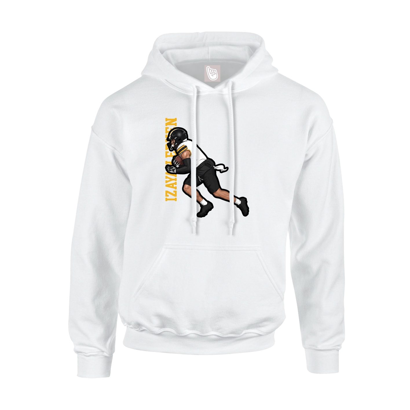 Youth Hoodie — Name Vertical in White
