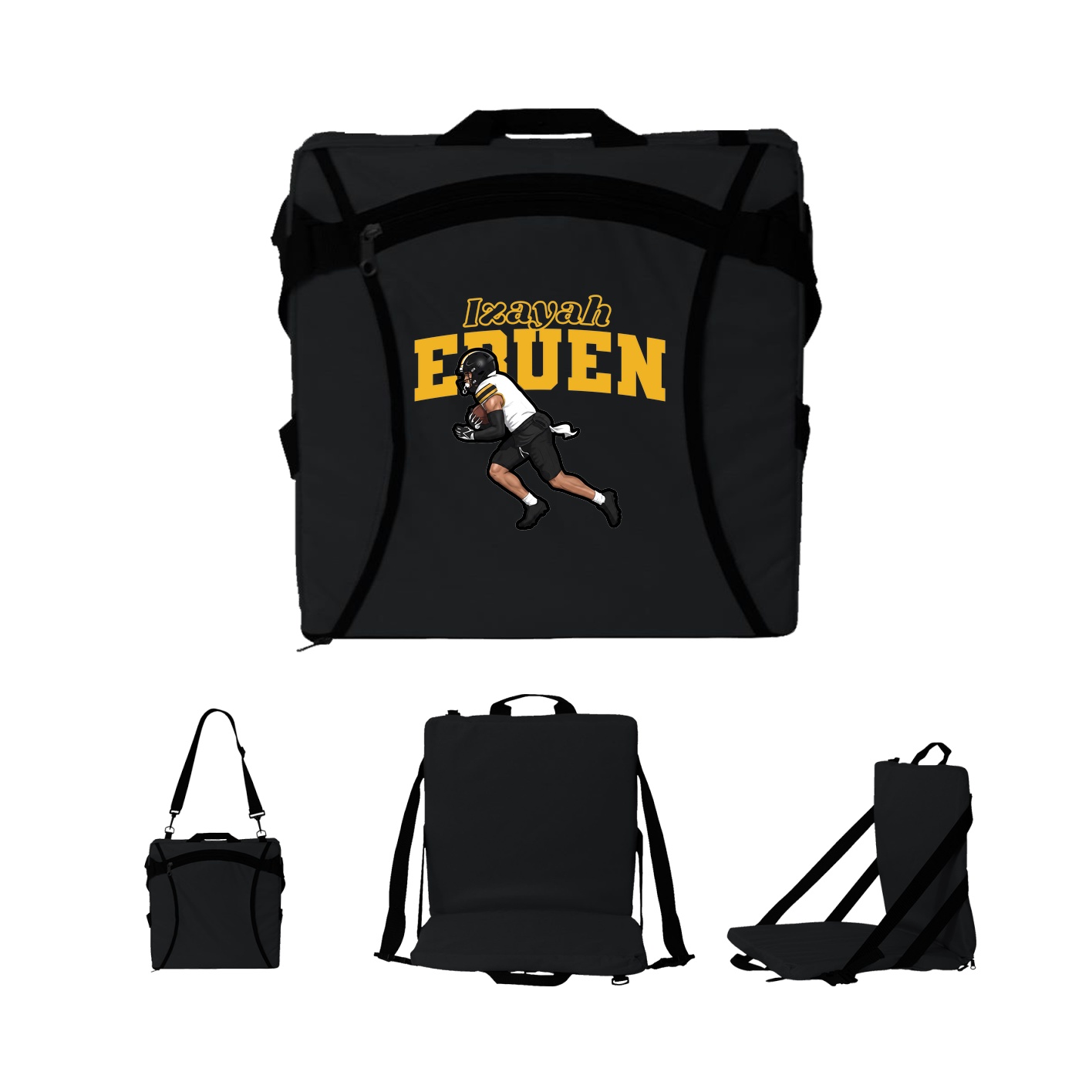 Folding Stadium Seat — Name Arch in Black