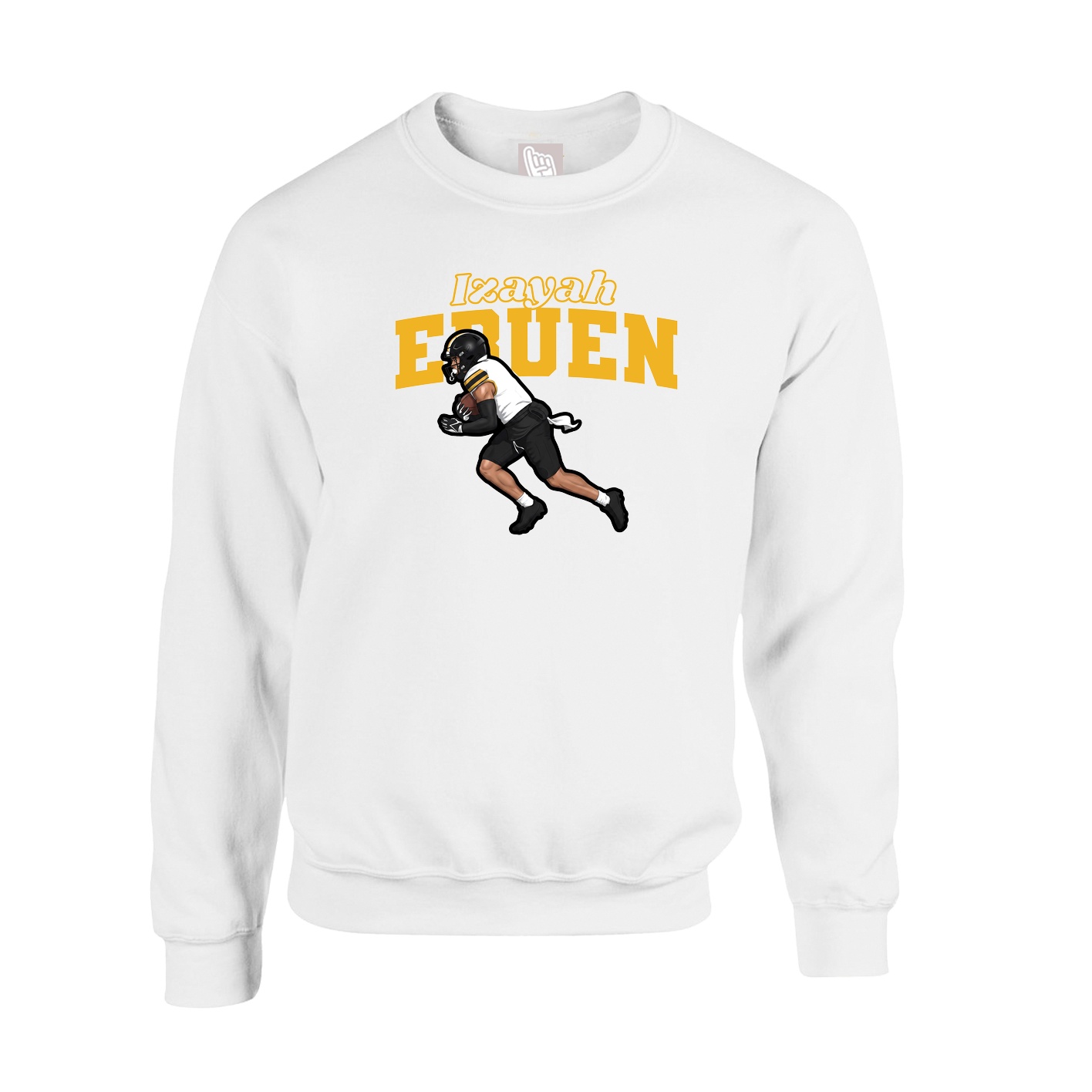 Fleece Crew — Name Arch in White