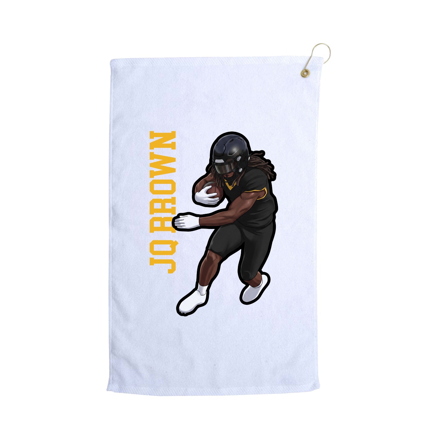 Golf Towel — Name Vertical in White