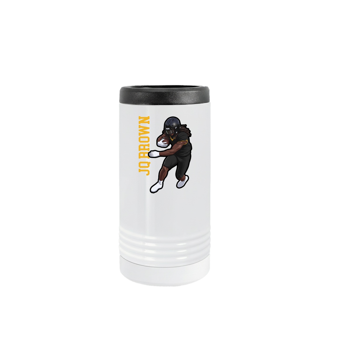 Slim Beverage Holder — Name Vertical in White