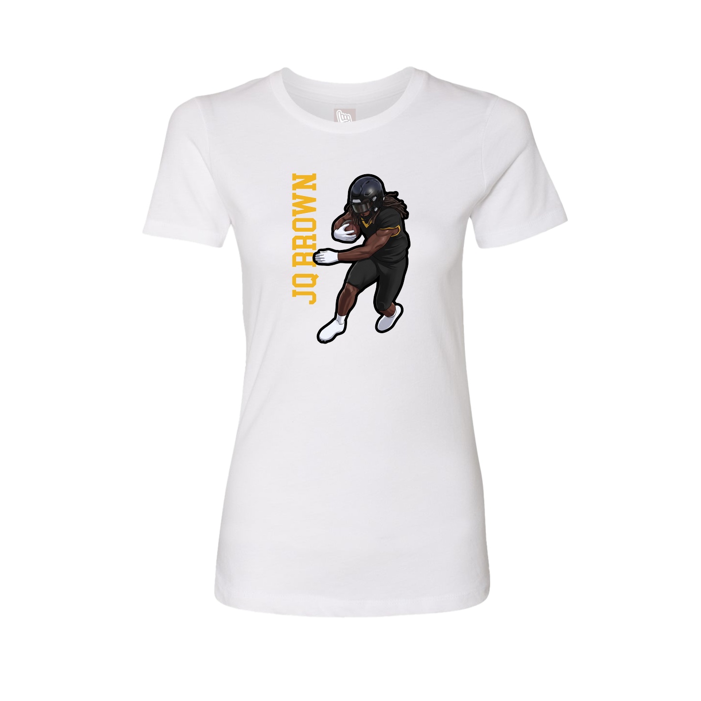 Fitted Women's Tee — Name Vertical in White