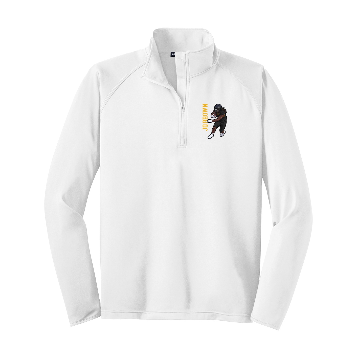 Q-Zip Pullover — Name Vertical in White