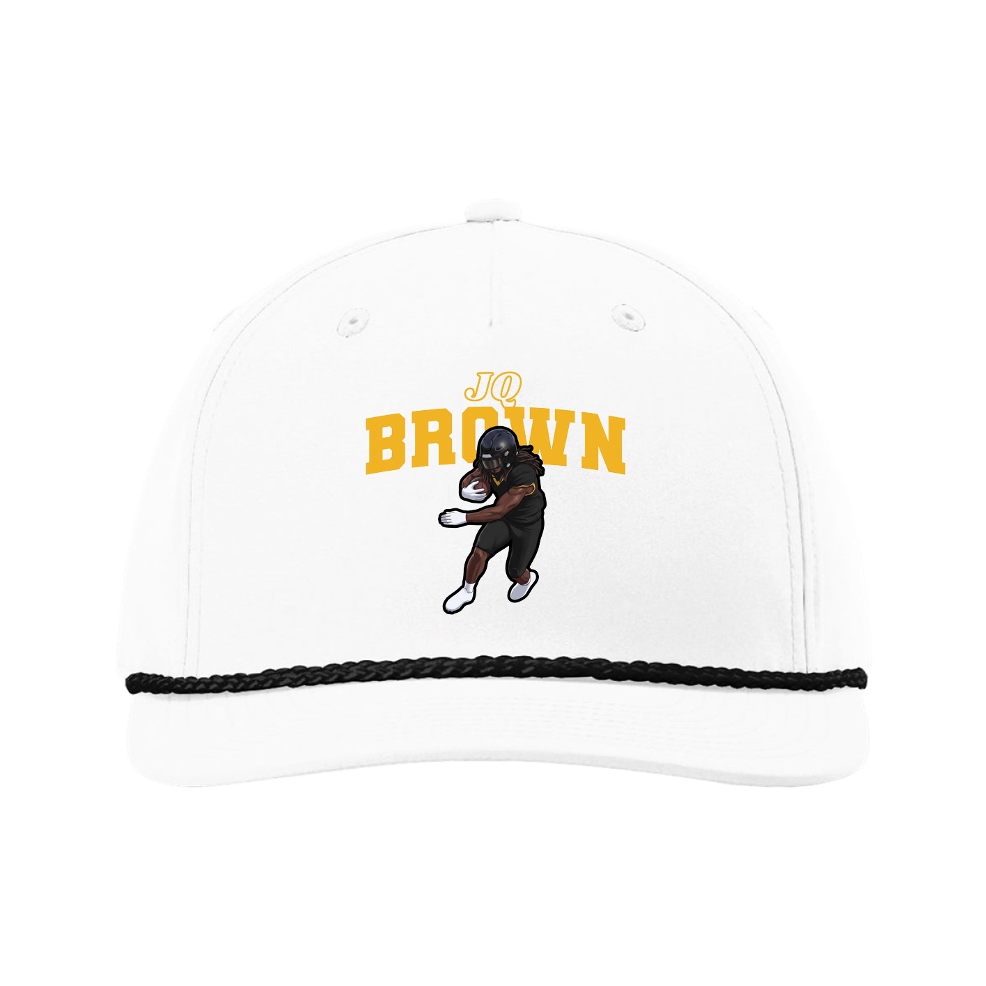 Five-Panel Classic Rope Cap — Name Arch in White
