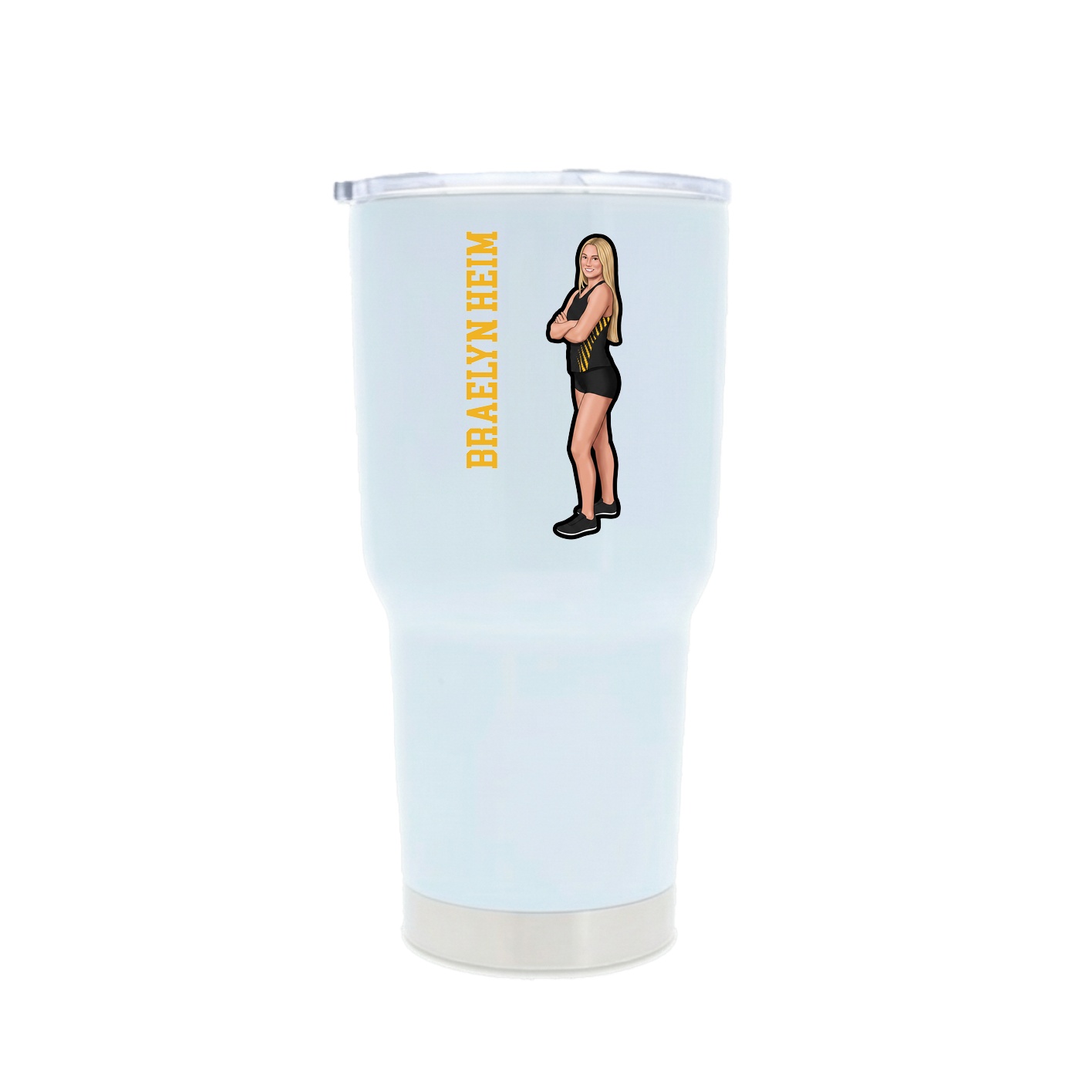 30oz Stainless Steel Tumbler — Name Vertical in White