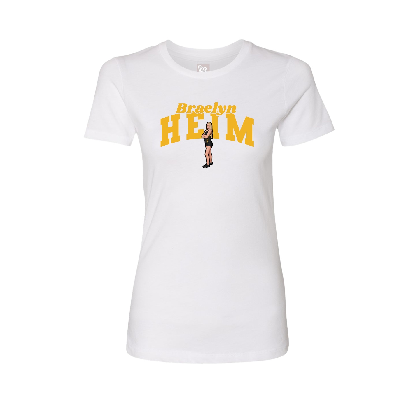 Fitted Women's Tee — Signature Arch in White