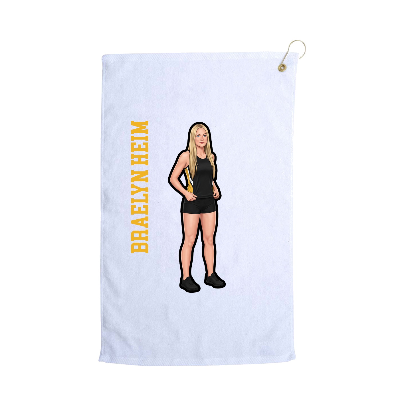Golf Towel — Name Vertical in White