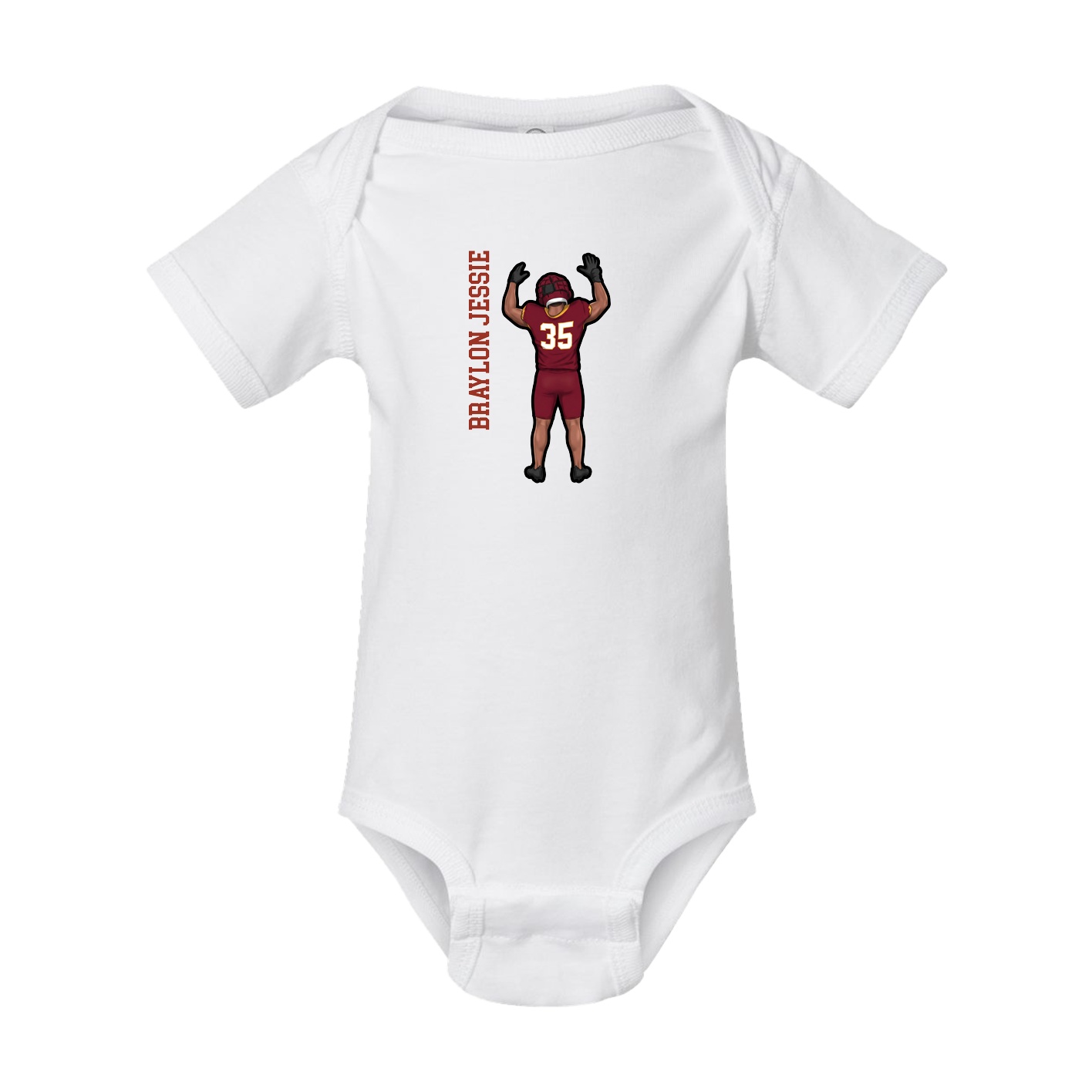 Baby Onesie — Name Vertical in White