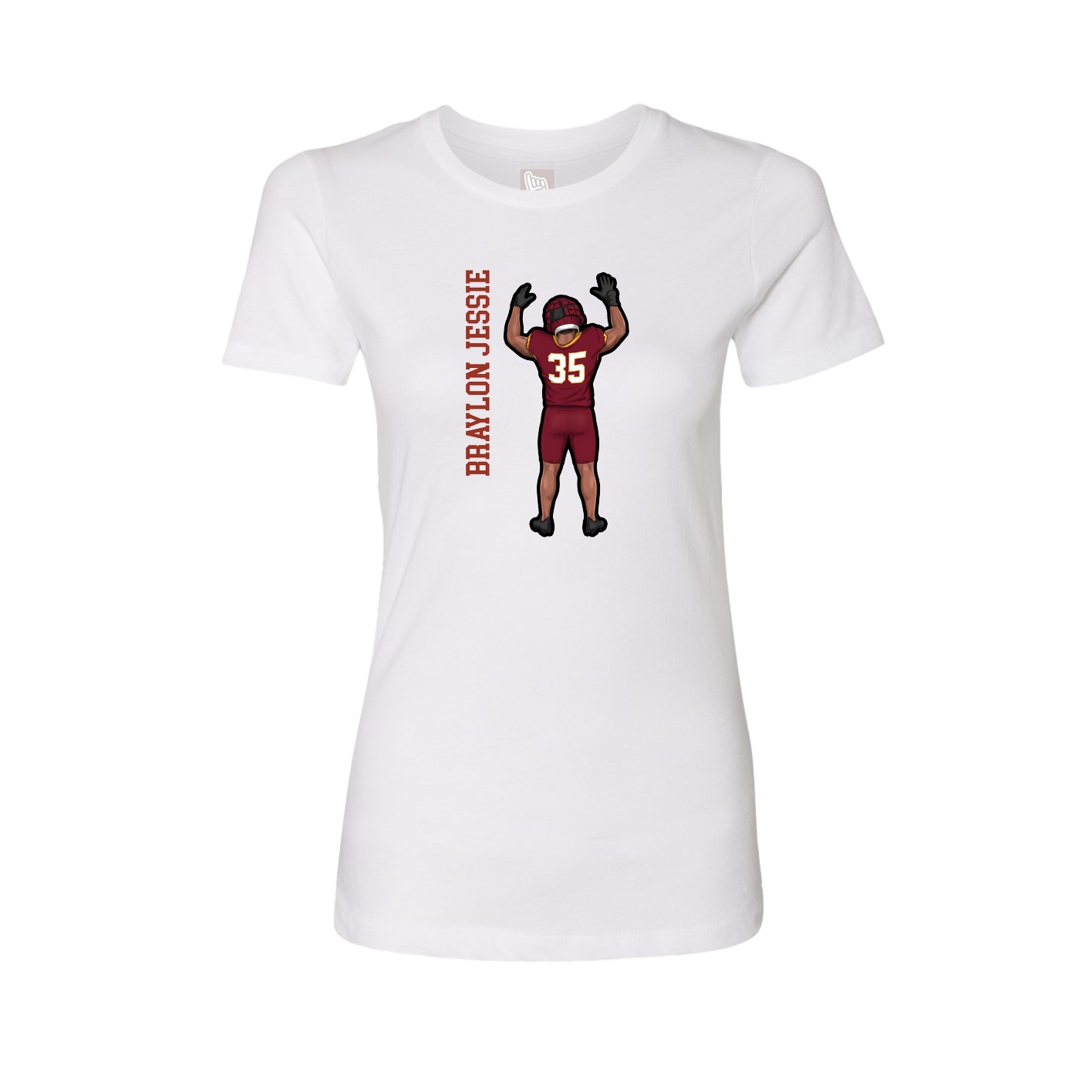 Fitted Women's Tee — Name Vertical in White