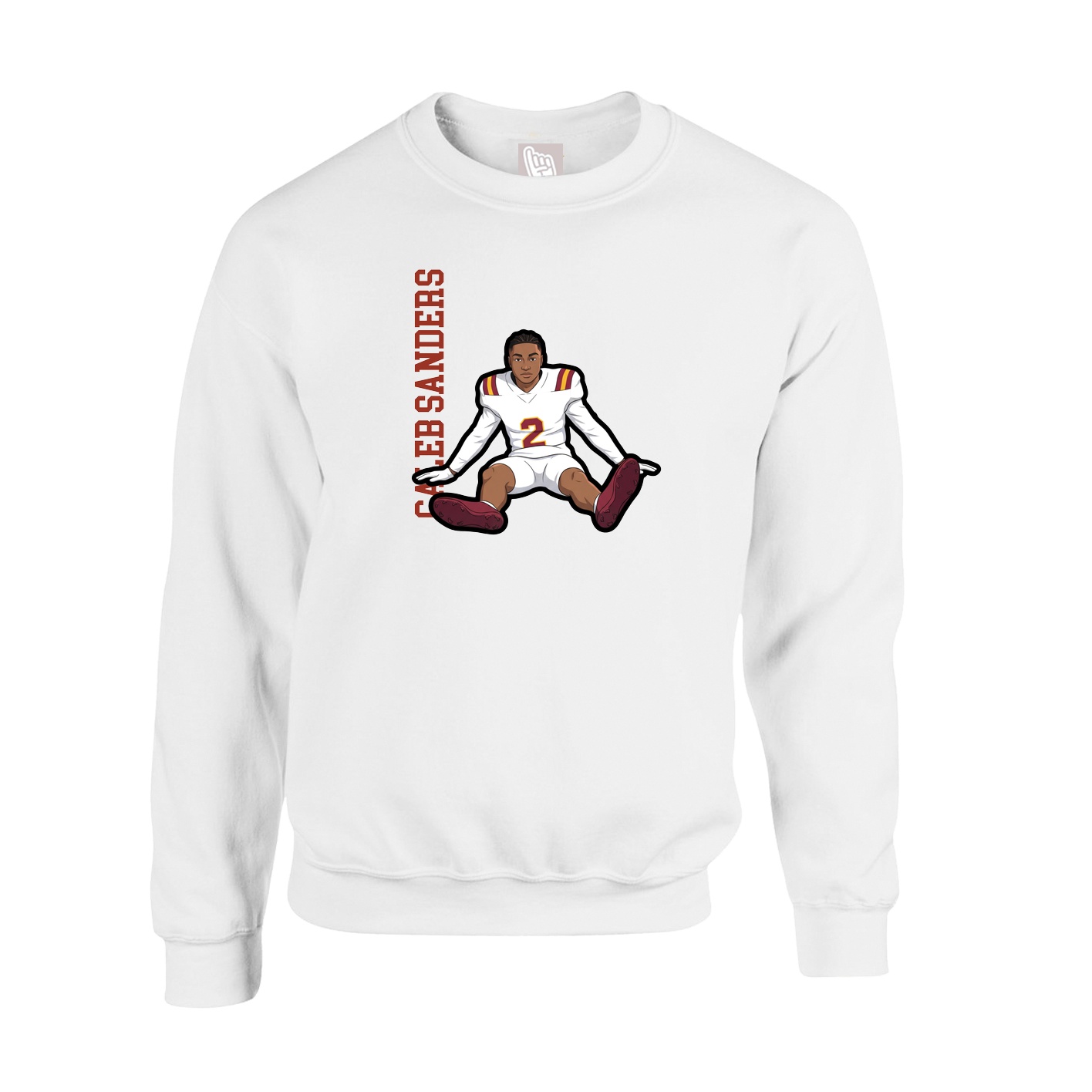 Fleece Crew — Name Vertical in White