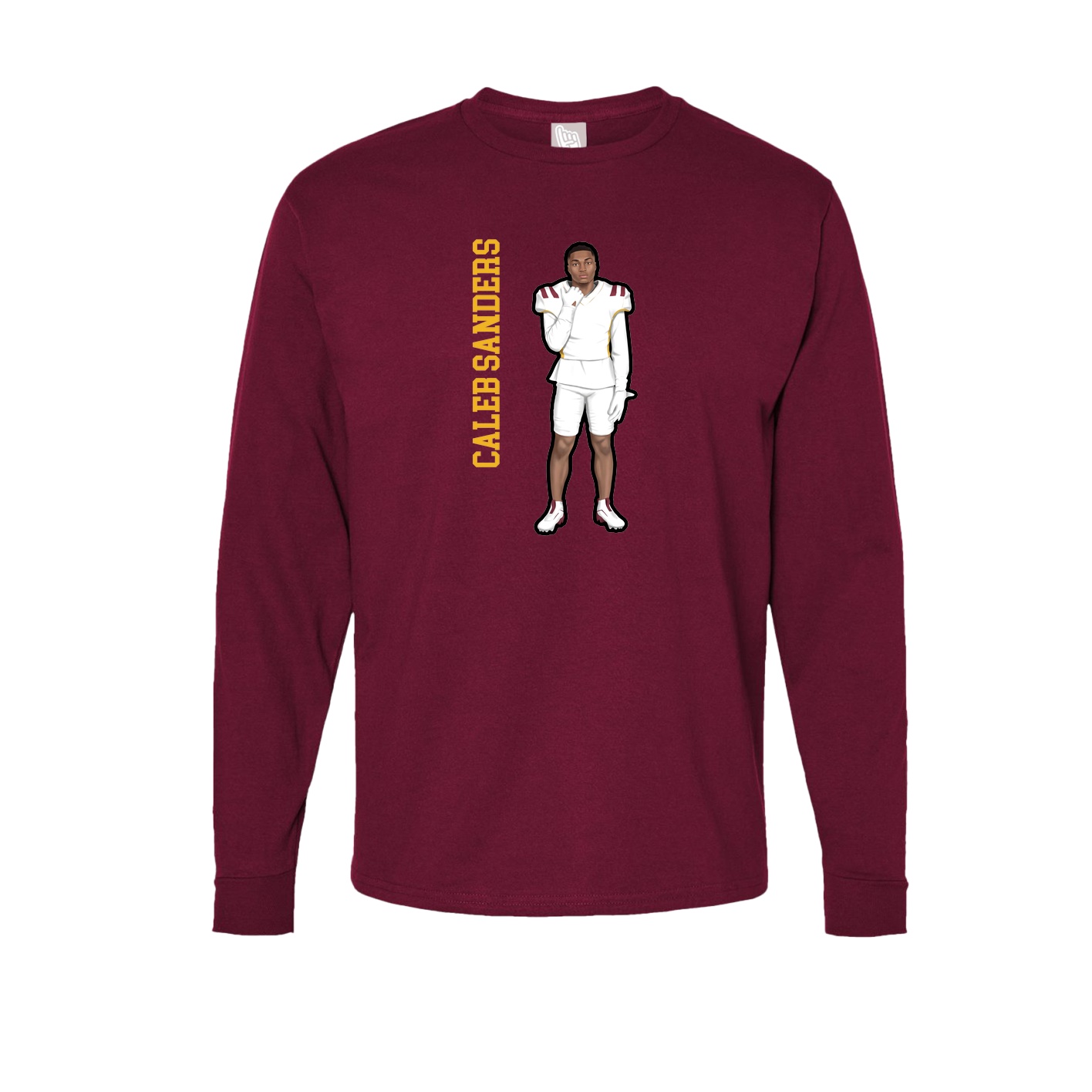 Long Sleeve Tee — Name Vertical in Cardinal