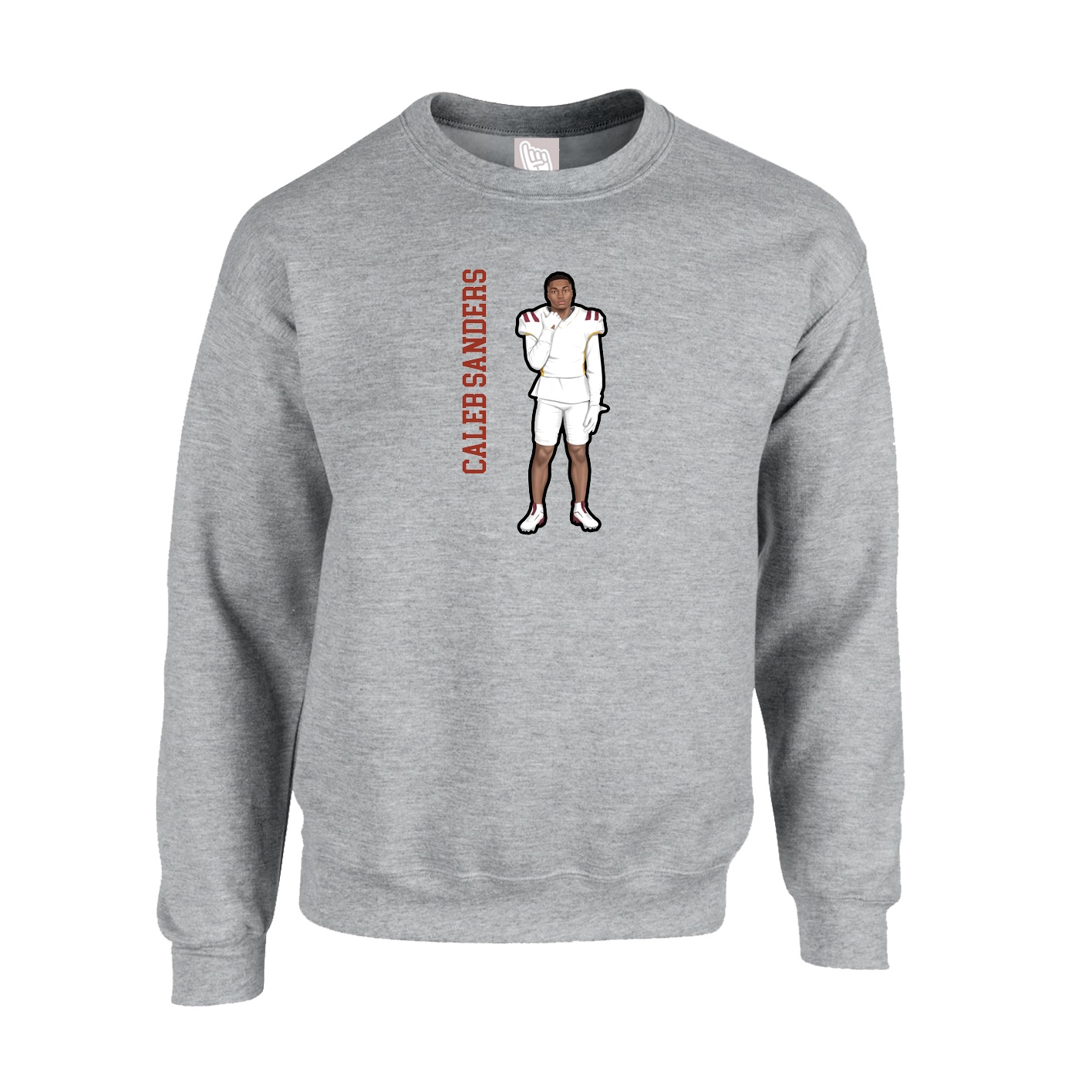 Fleece Crew — Name Vertical in Grey