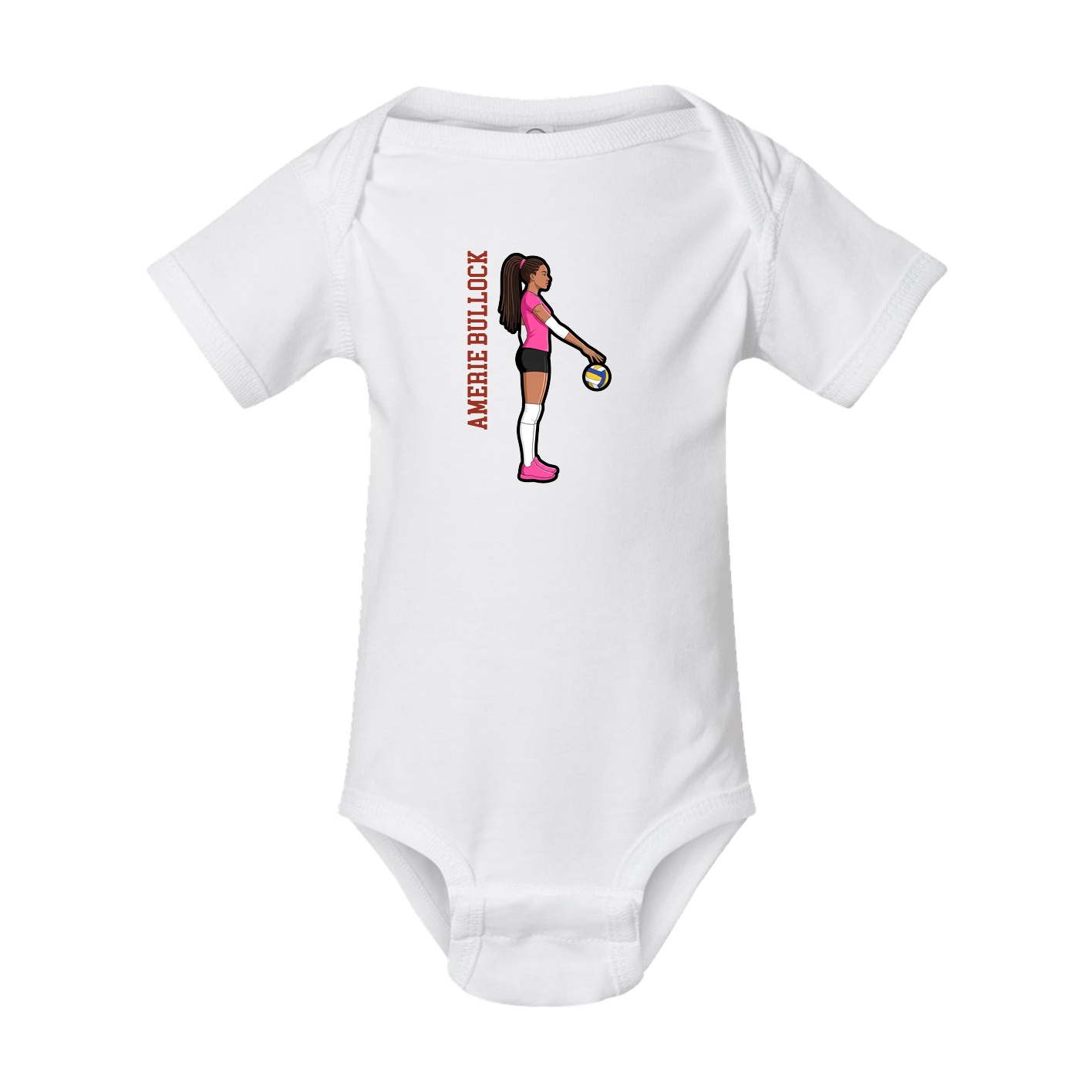 Baby Onesie — Name Vertical in White