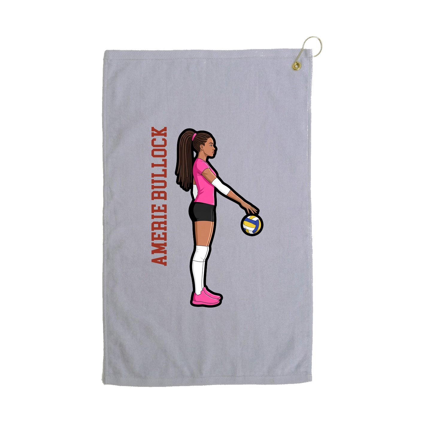 Golf Towel — Name Vertical in Grey